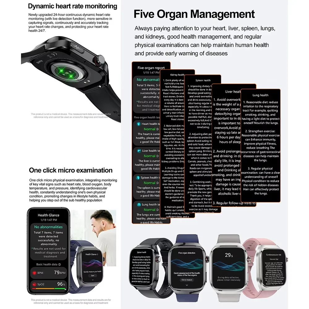 2026 New Nursing Grade Uric Acid Blood lipids Smart Watch Men ECG+PPG Blood Pressure Heart Rate Bluetooth Call Health Smartwatch 4
