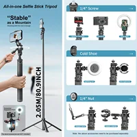 80" Tall Selfie Stick Tripod Stand with Remote for iPhone Camera Travel Tripod Phone Holder for Video Recording Photo Vlogging - Image 2