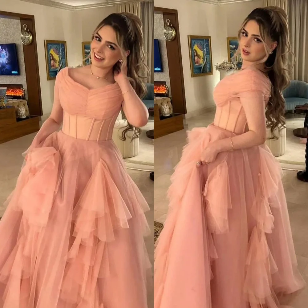 

Ball Elegant High Quality Jewel Gown Floor Length Prom Dresses Layered Formal Ocassion Tulle Vestidos De Ocasión Formales