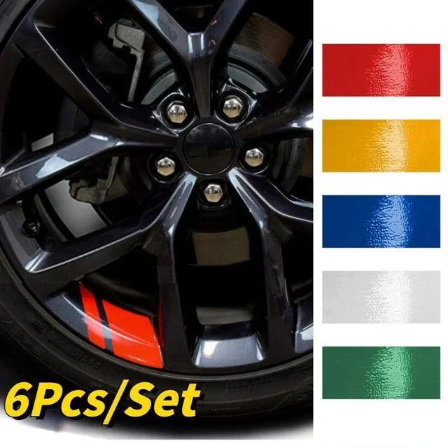 6Pcs/set Car Sticker Car Wheel Rim Reflective Sticker Decorative Stickers Warning Stickers Car Accessories