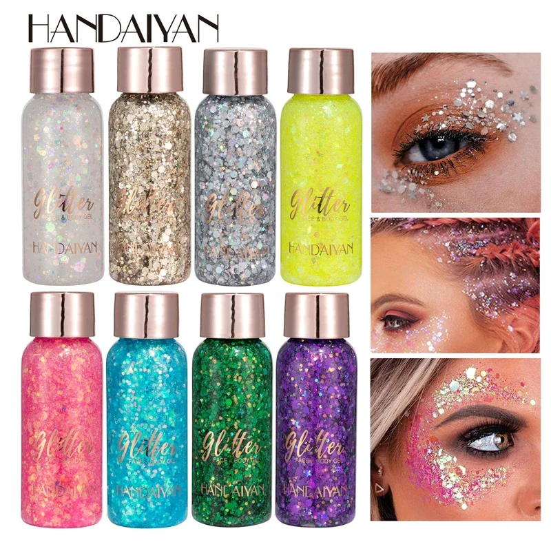 With Smear Spoon Multifunctional Eye Glitter Nail Hair Body Face glitter gel makeup Art Flash Loose Sequins Cream Festival Deco