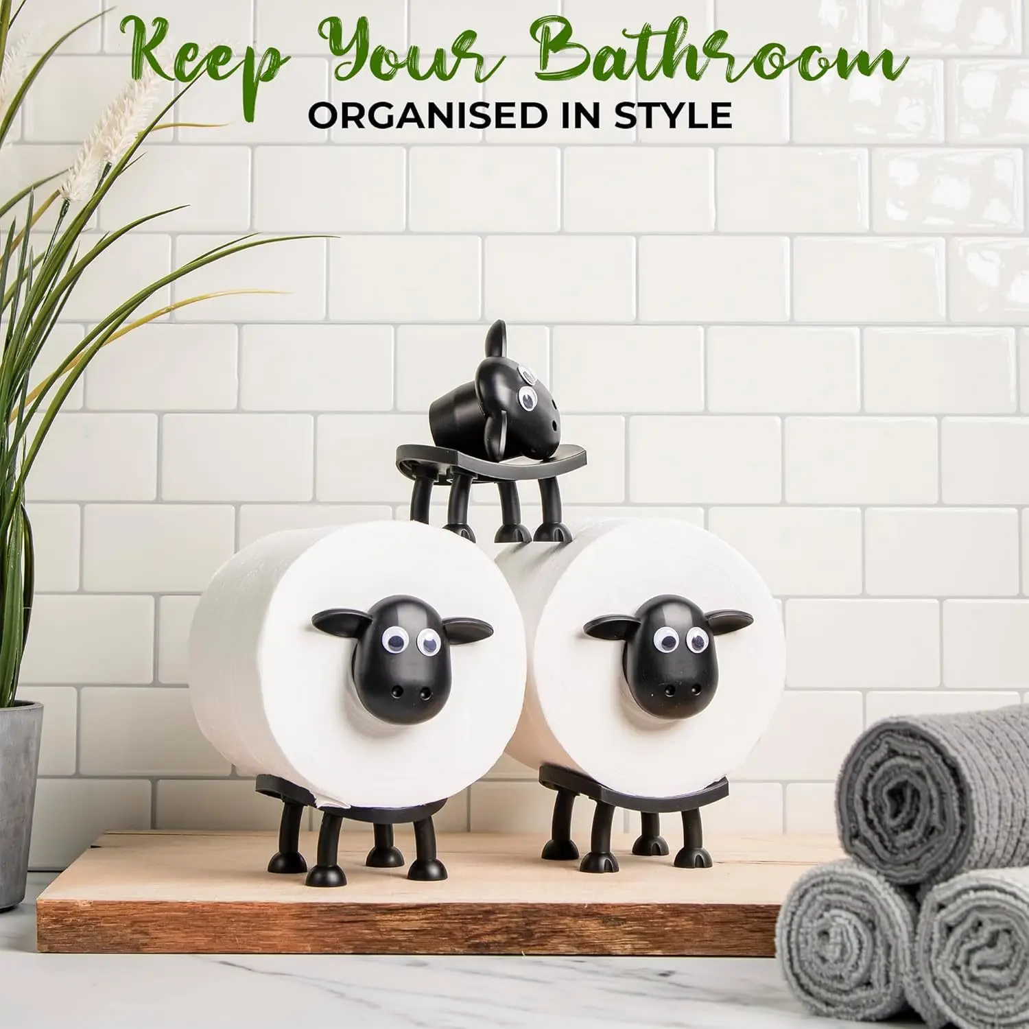 1/2pcs Black Sheep Toilet Paper Holder, Fun Toilet Paper Holder, Independent Bathroom Set, 3D Printed Black Sheep Toilet Paper 2