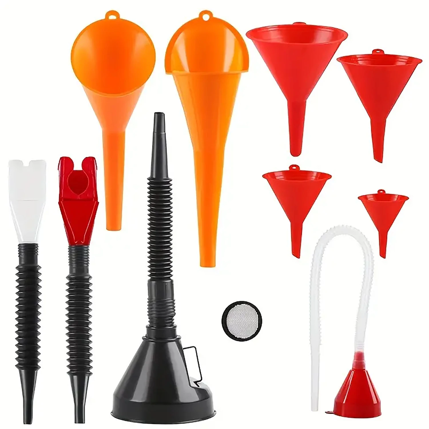8/11-Piece Car Plastic Funnel Set, Wide-Mouth Fuel and Oil Multi-Purpose Flexible Right-Angle Funnel, for Coolant and Oil