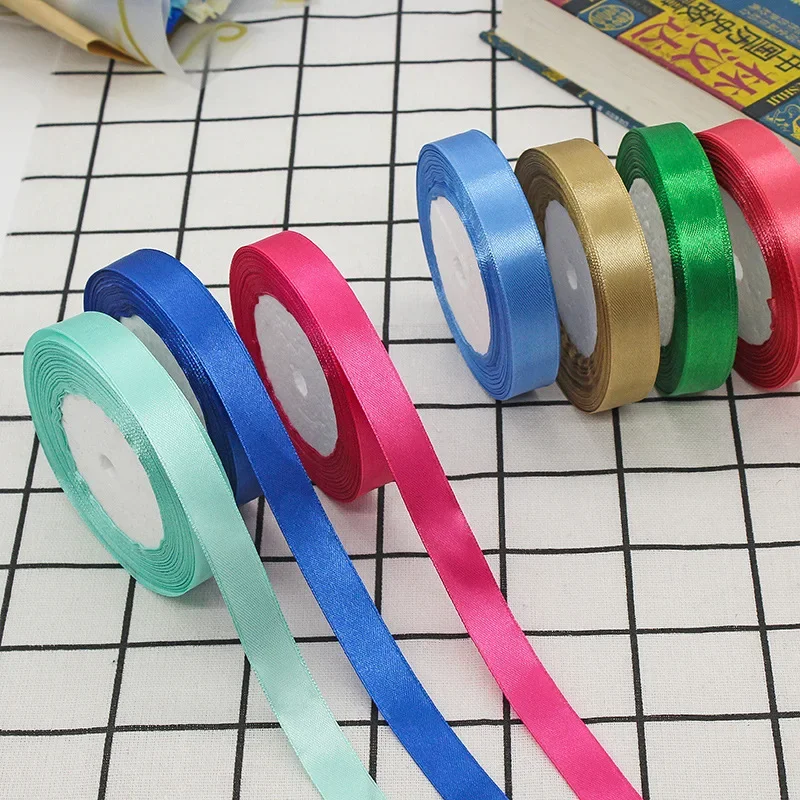Solid Color Satin Ribbons - Handmade DIY Accessories for Weddings and Gift Wrapping (25 Yards)