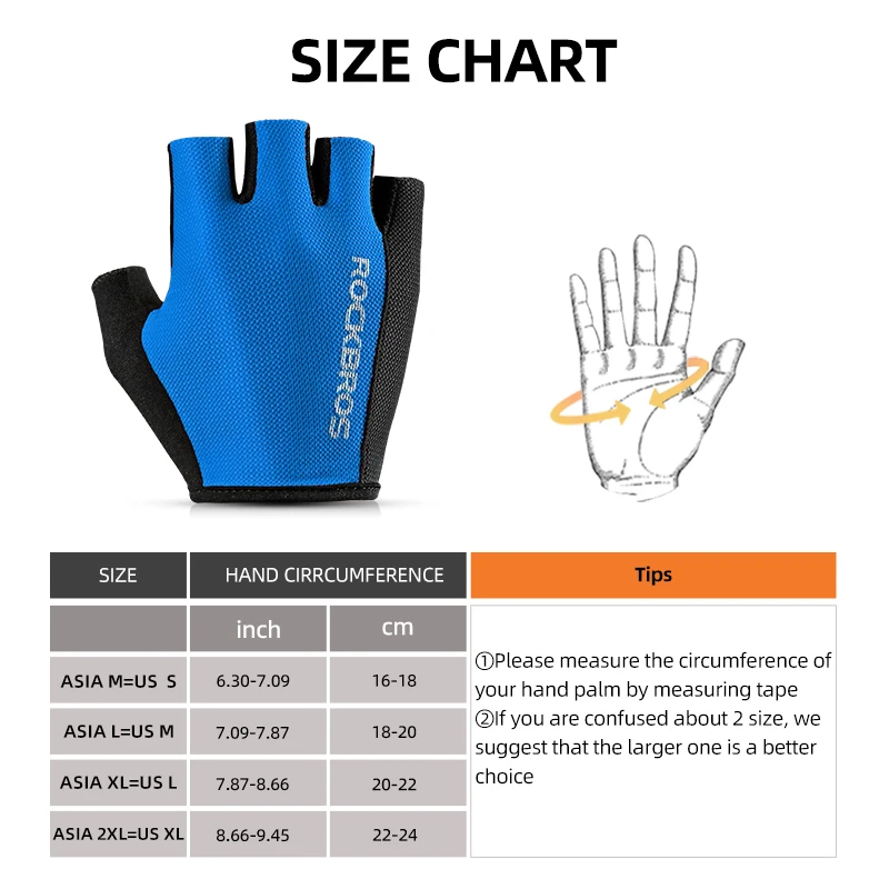 ROCKBROS Cycling Gloves Half Finger Sport Gloves Breathable Summer MTB Mountain Outdoor Fitness Mittens Bicycle Glove Equipment 6