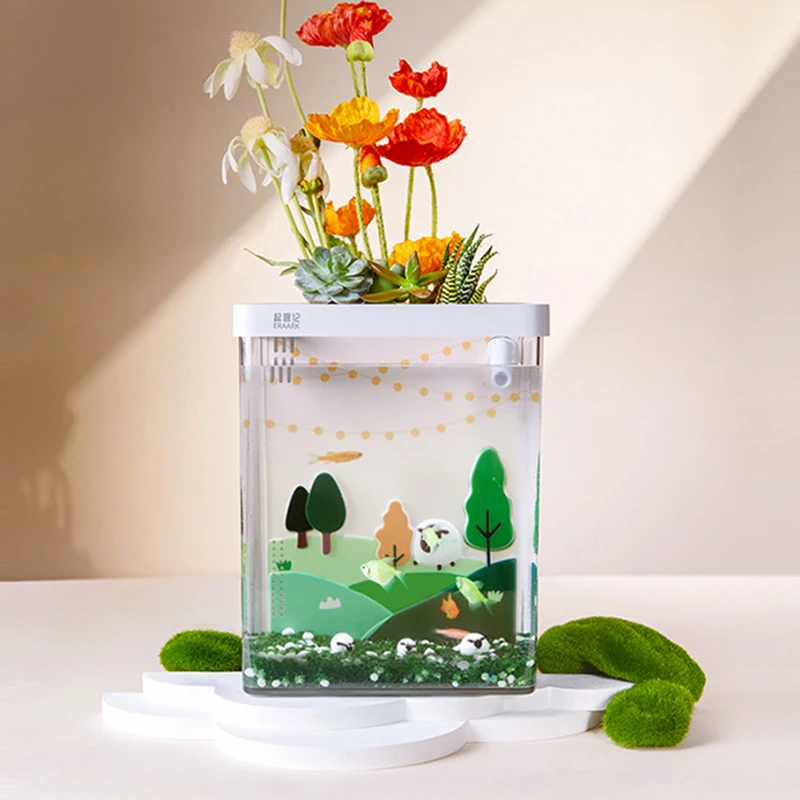 

Betta Smart Quiet Fish Box Mini Acrylic Living Room Desktop Small Kids Fish Bowl Guppy Plant Tanque Peces Aquarium Ornaments