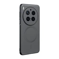 Magnetic Leather Shield Cover - Anti - Fingerprint, Non - Slip PC+TPU Design for Vivo X300 Pro (GRAY)