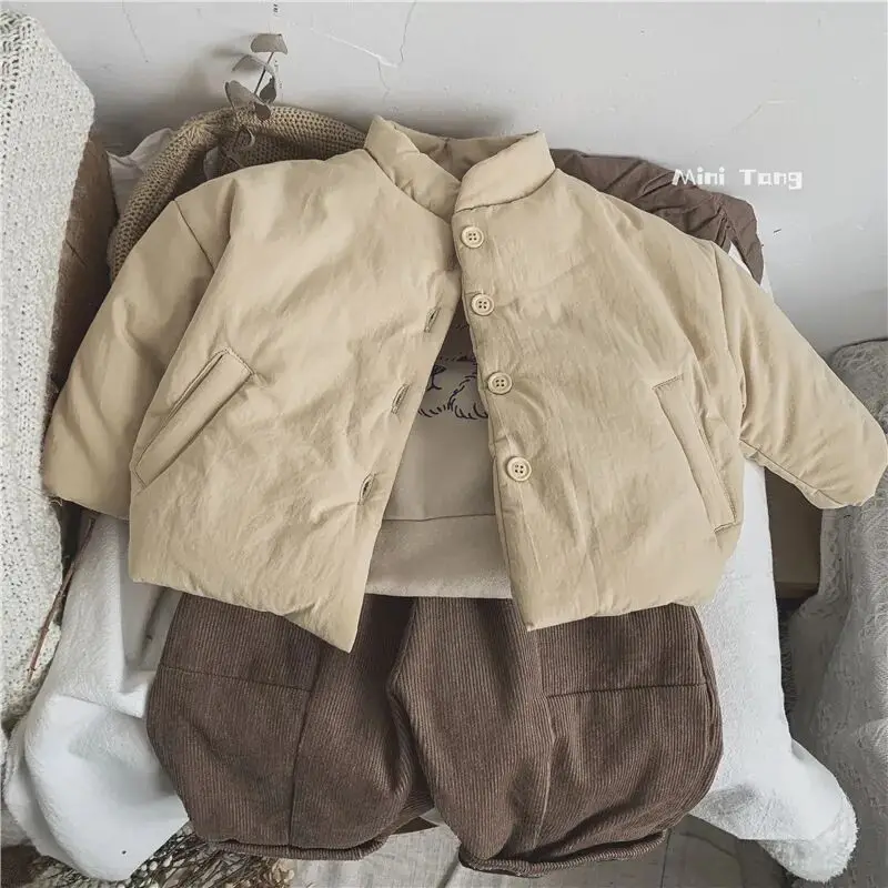 New Children's Cotton Jacket with Cotton and Thickened Coat for Boys and Girls Western Style Warm Jacket