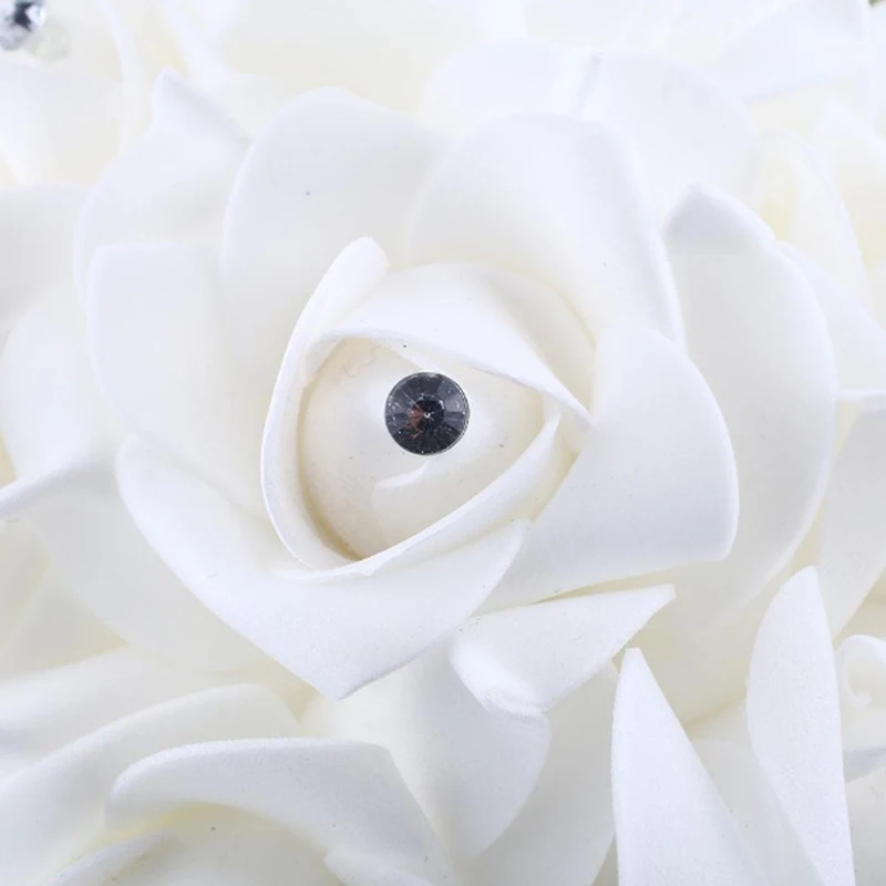 1PC PE Rose Bridesmaid Wedding Foam Flowers Artificial Rose Flowers Wedding Bouquets Rose Bridal Bouquet Ribbon Fake Wedding Bouquet