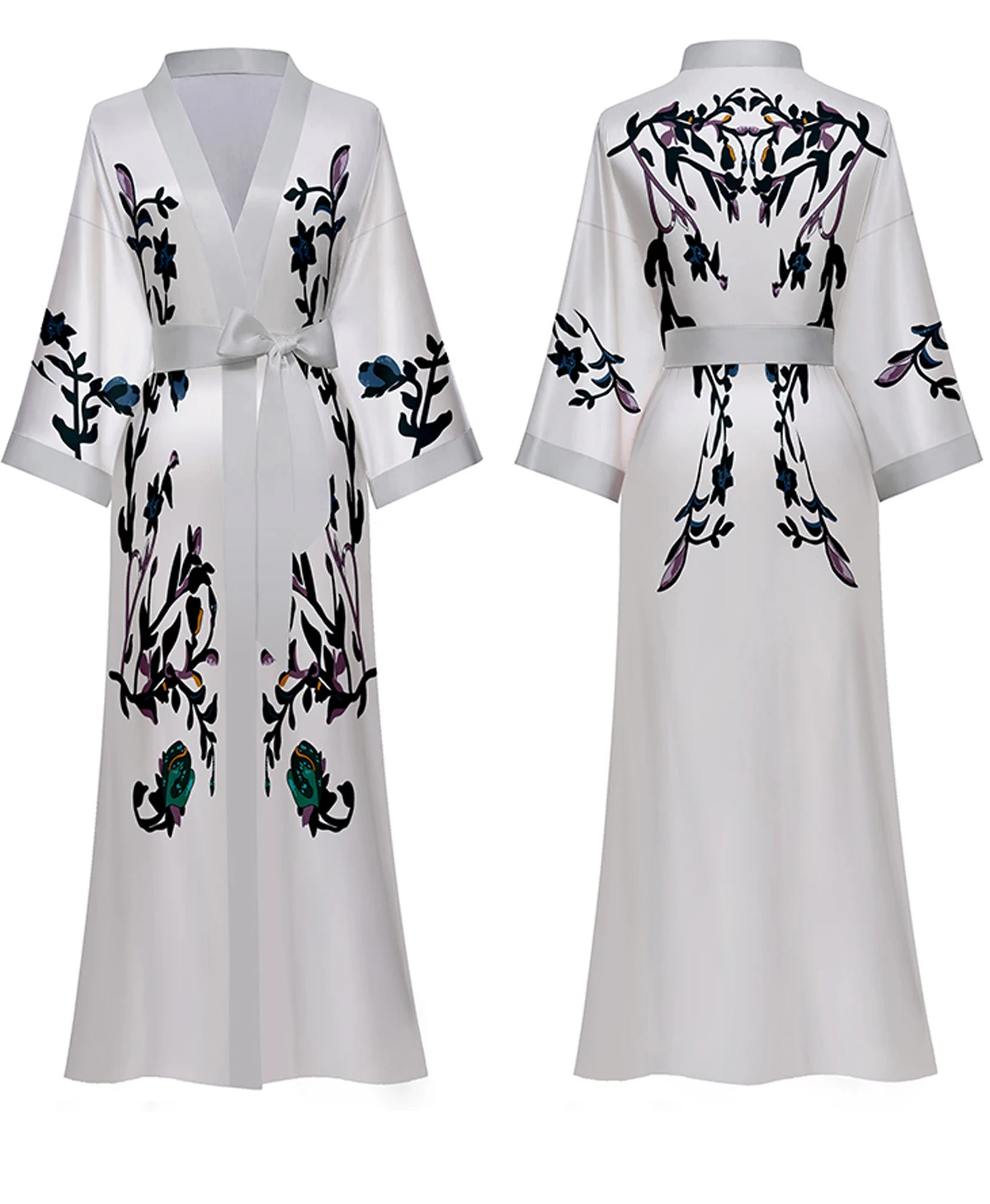 Daiwor Kout Silk Satin Robe for Women Long Japanese Kimono Robe Lightweight Soft Bathrobe Summer Luxury Dressing Gown