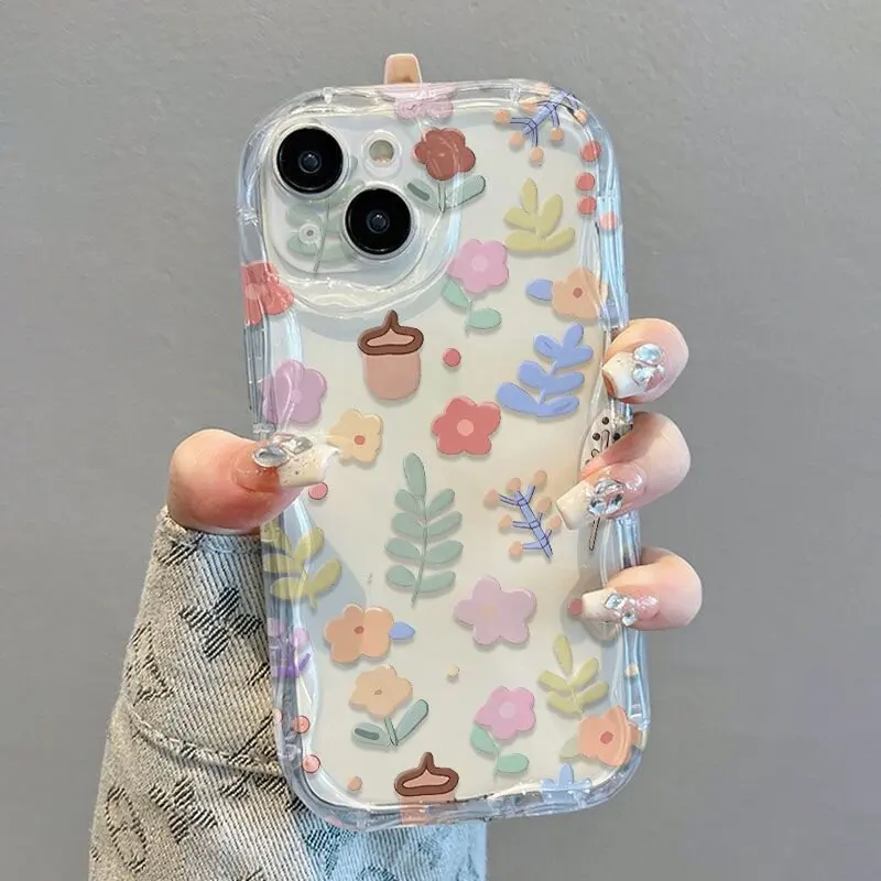 Floral Charm Bracelet Phone Case with Chain