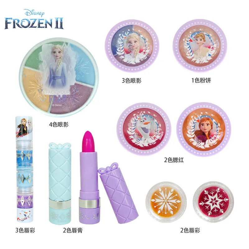 Disney girls Frozen Anna Elsa Makeup Toys Children's Cosmetic Bag Makeup Box Set Portable Birthday Gifts