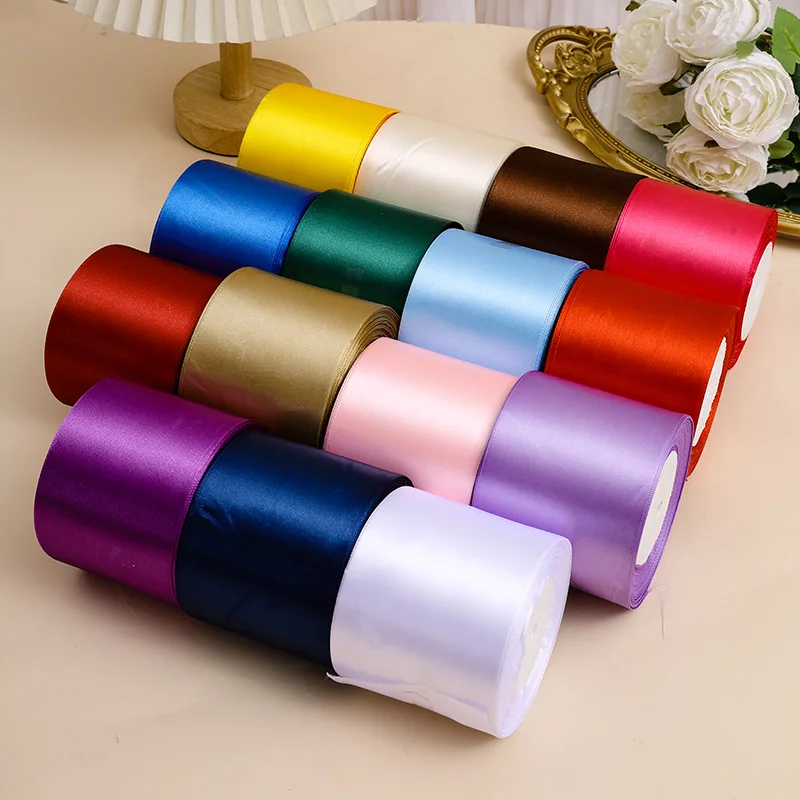 (25야드/롤) 8cm 새틴 리본 선물 포장 크리스마스 웨딩 파티 장식 공예 리본 DIY 의류 바느질 액세서리
