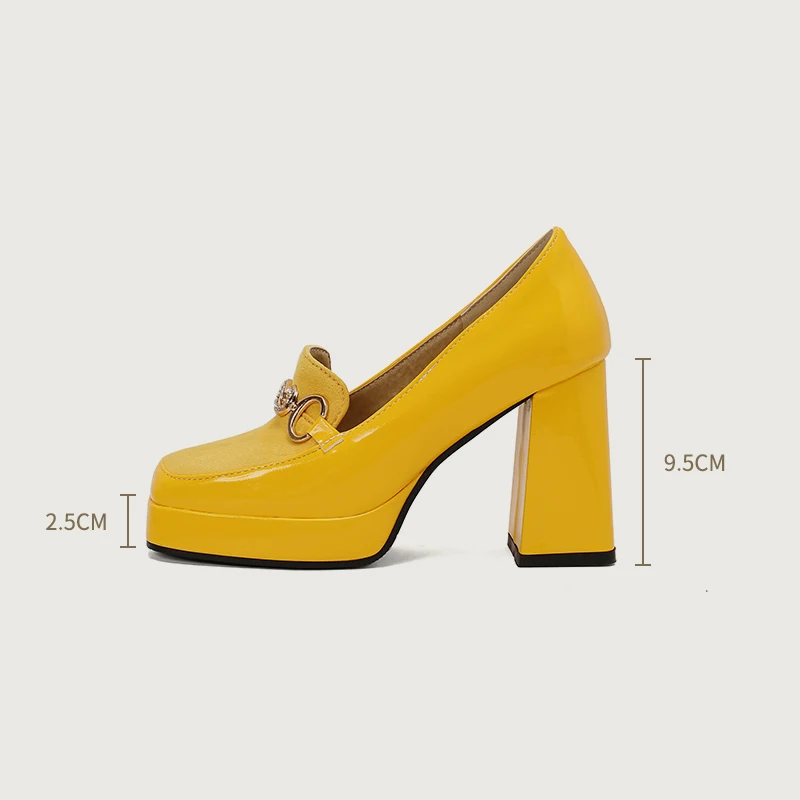 Chunky Platform Loafers Women 2024 Spring Autumn Thick High Heels Pumps Woman Slip on Pu Leather Lady Office Goth Shoes Female