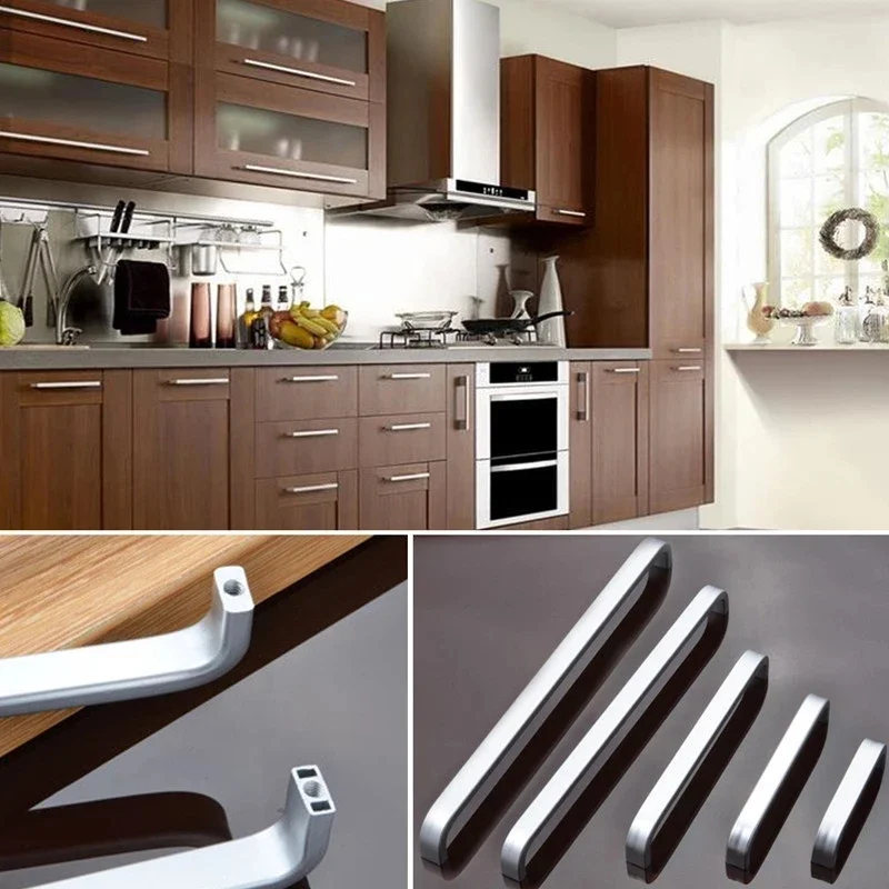 Furniture Handles Kitchen Door Handles 4/6/8/10/12 Inches Gold Black Silver Space Aluminum Handles Kitchen Door Cabinet Straight Handle Pull Knobs Furniture Hardware