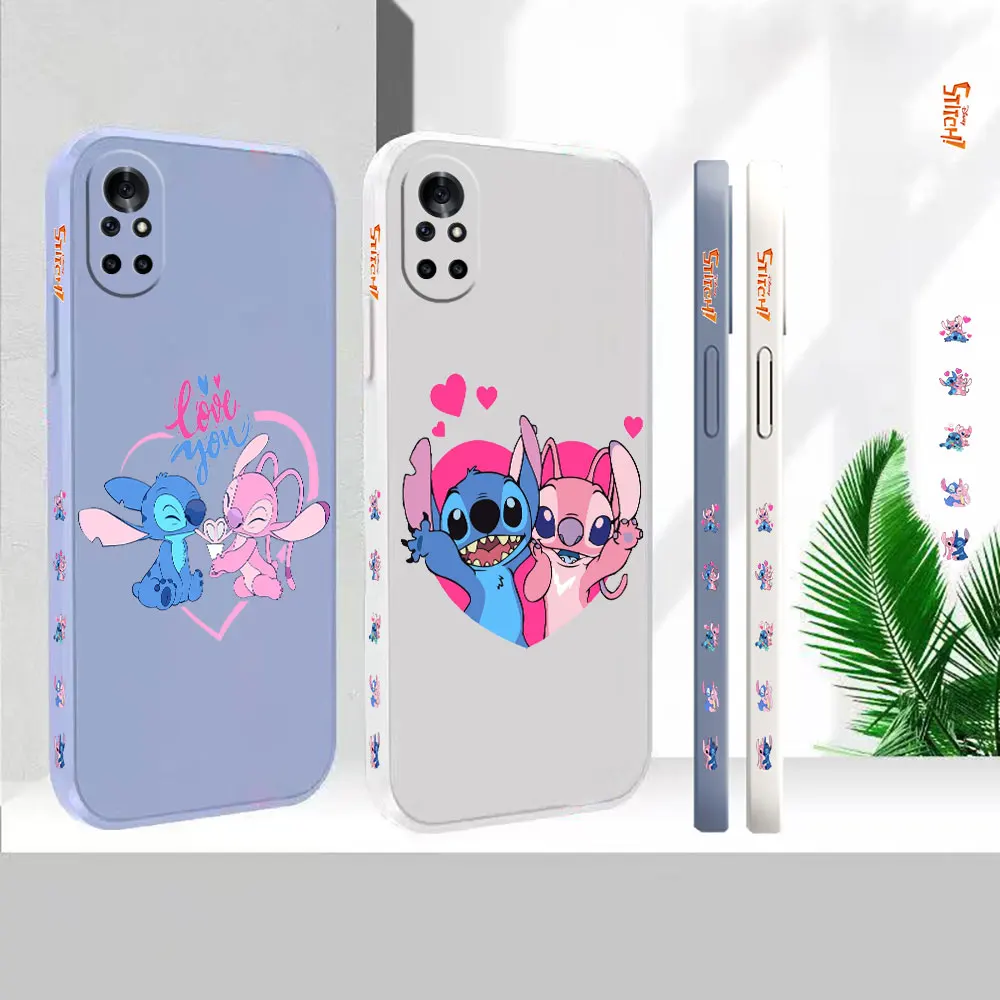 Liquido Per Huawei Nova 10 10Se 9Se 8 8Se 7 7Se 6 6Se 5 5I 4 3 3I 2S 2 Pro Plus Cover Cartoon Lilo Stitch Angel Coppia Case Funda