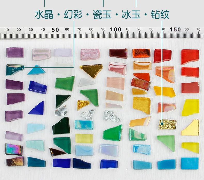 Description Picture 4 of item100g Clear Glass Mosaic Tiles Multi Color Mosaic Piece DIY Mosaic Making Stones for Craft Hobby Arts Home Wall Decoration arte