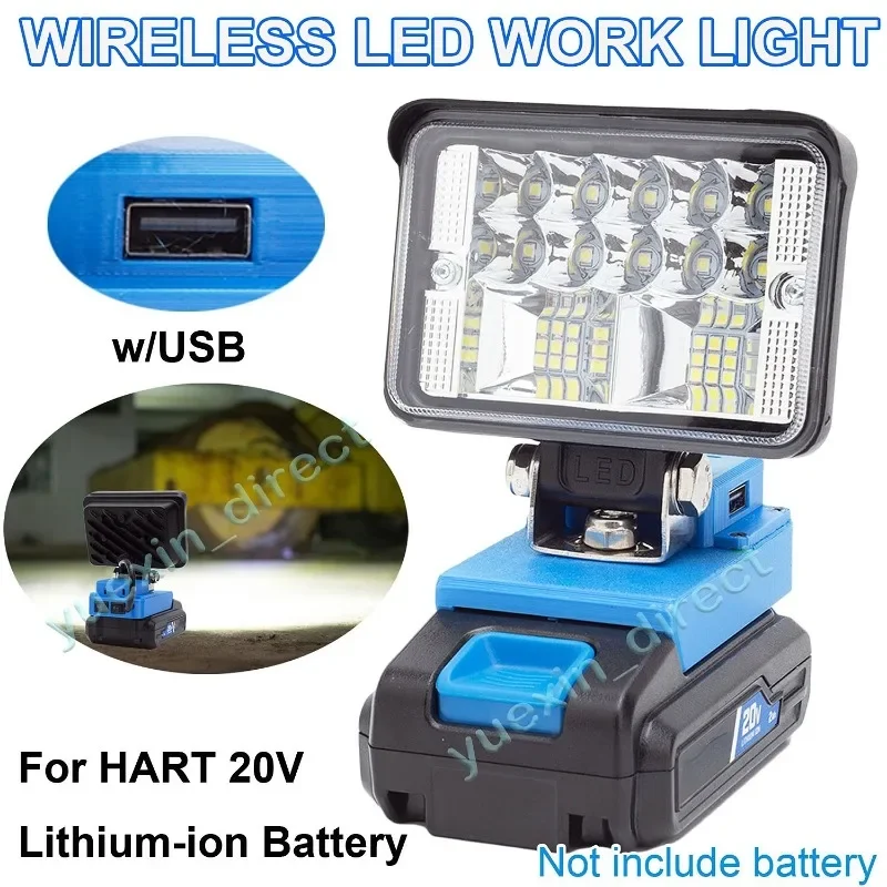 

Wireless LED Work Light For HART 20V Li-ion Battery With USB Low Voltage Protection Rechargeable Worklight For Camping Fishing