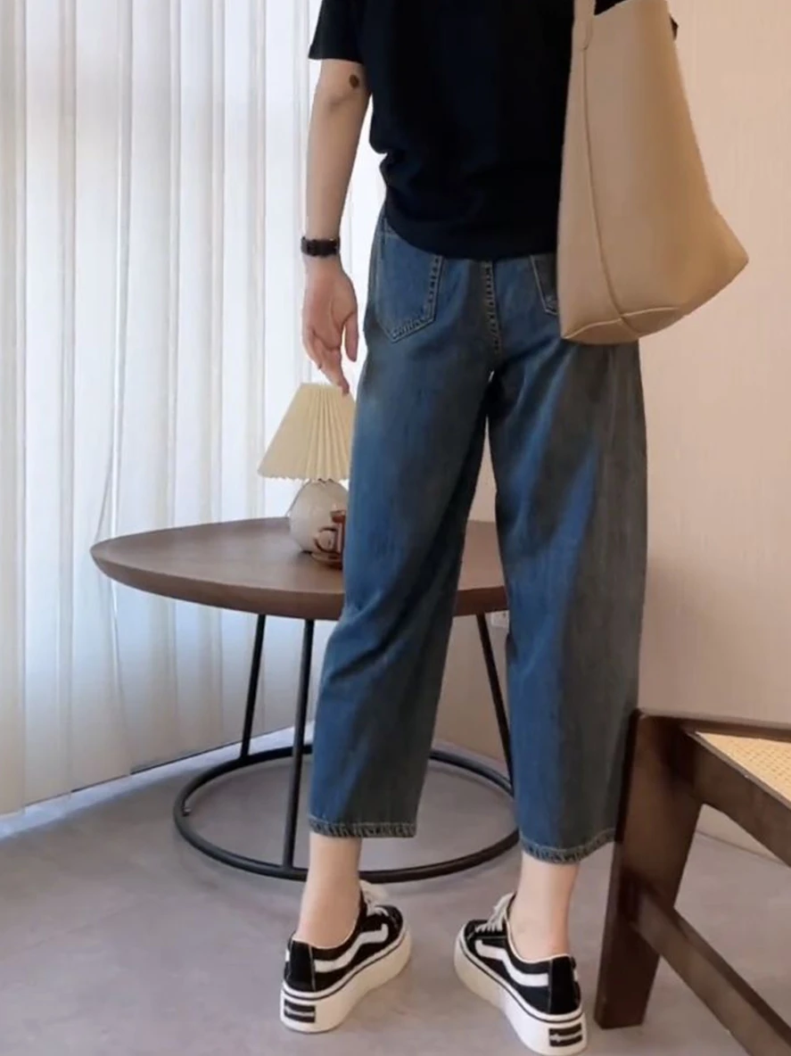 Y2k 여성 청바지, 약간 뚱뚱한 착용, 플러스 사이즈 바나나 마체테 데님 와이드 레그 팬츠, 슬림 하이웨이스트 룩, 여름