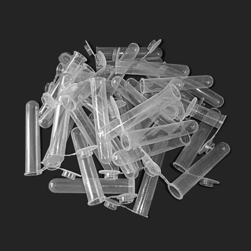 100pcs 15ml Transparent Laboratory Clear Plastic Test Tubes Vials With Push Caps School Lab Supplies