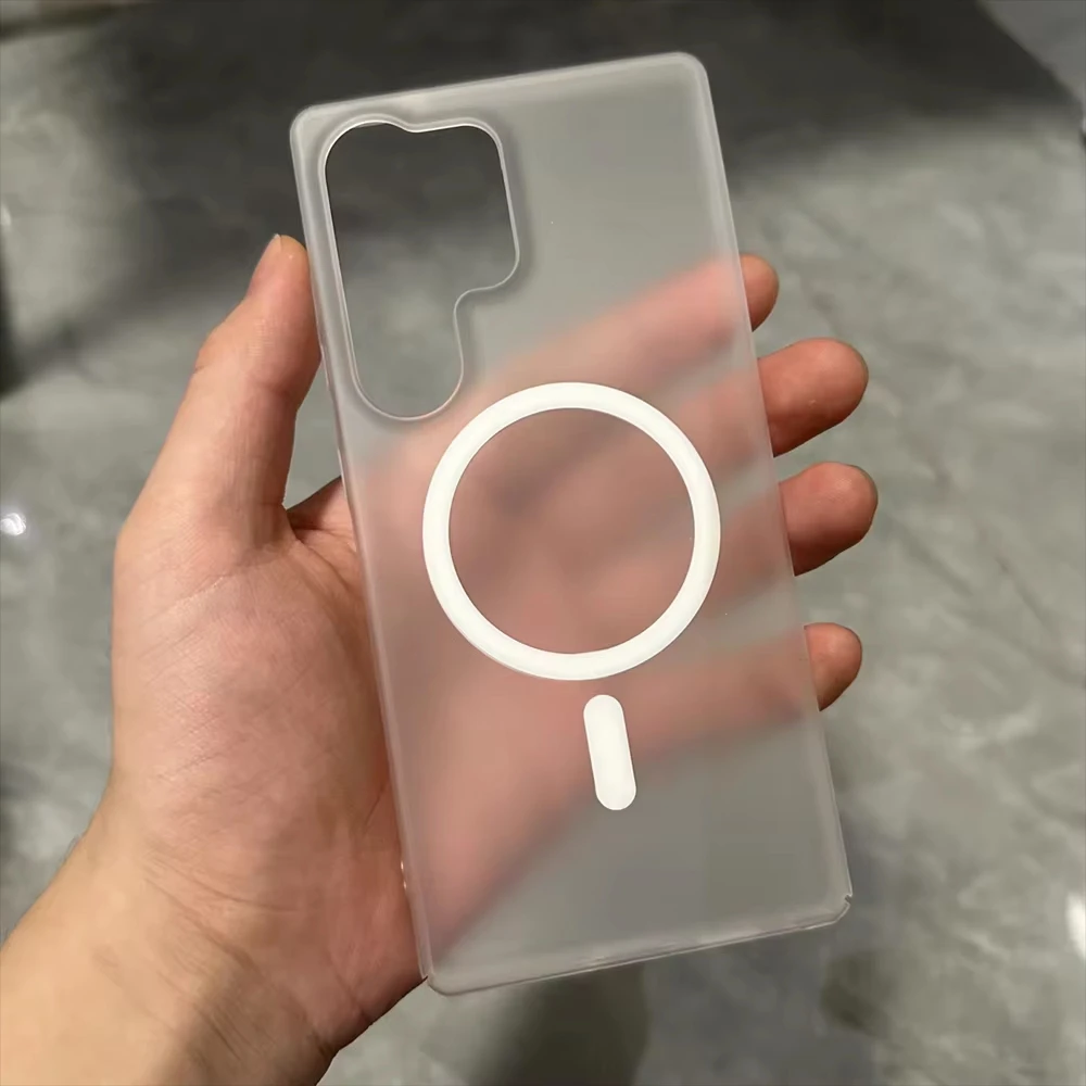 Ultra Thin Matte Clear Magnetic Phone Case with Wireless Charging and Shockproof Protection