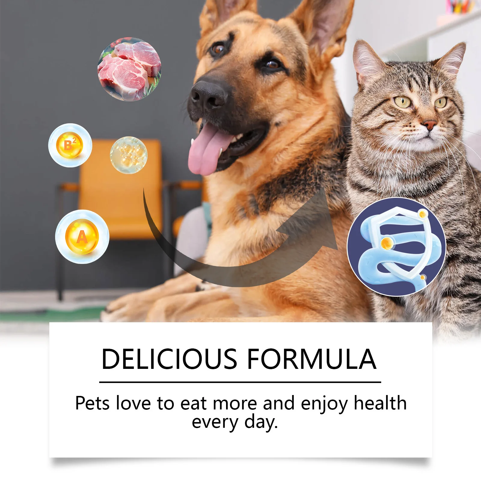 80 Tablets-Universal Probiotics for Dogs and Cats Nutritional Supplement for Enhanced Nutrient Absorption in Pets