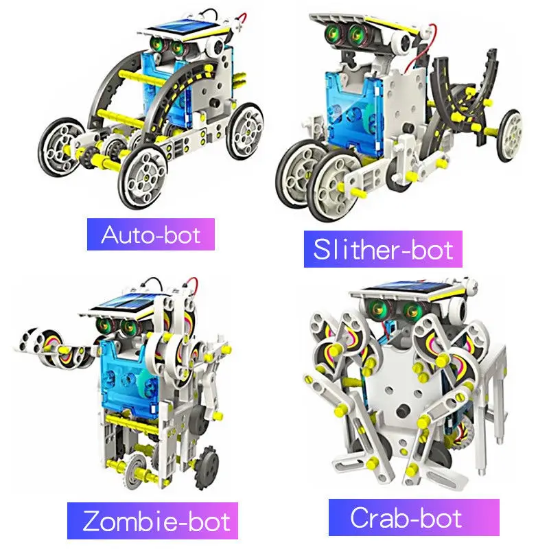 Solar Robot Kit Sparkling DIY Educational STEM Toys for 8-11 Year Old Boys Interactive 13 in 1 Gift Set