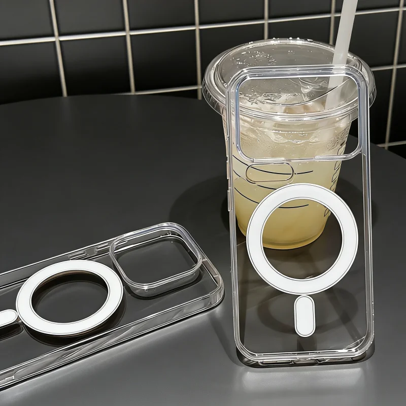 Enhanced Magnetic Transparent Shockproof Case with Wireless Charging