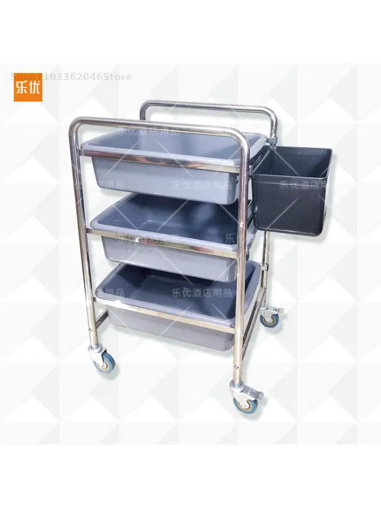 Restaurant Fast Food Barbecue Ktv Trolley Collection Car Stainless Steel Mini Small Food Pickup Truck Bowl Pickup Truck
