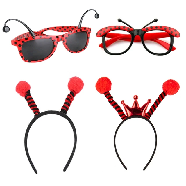 Women Girls Halloween Christmas Ladybird Hair Hoop Glasses Fairy Party Cosplay Fancy Costume Accessories Stage Performance Props 5
