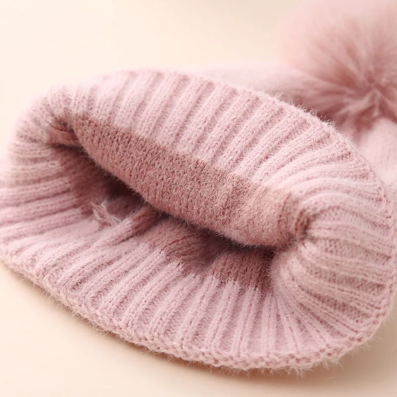 Autumn Winter Baby Girl Hat with Pompom Heart Pattern Kids Beanie Caps Warm Knitted Infant Toddler Bonnet Hats Baby Accessories