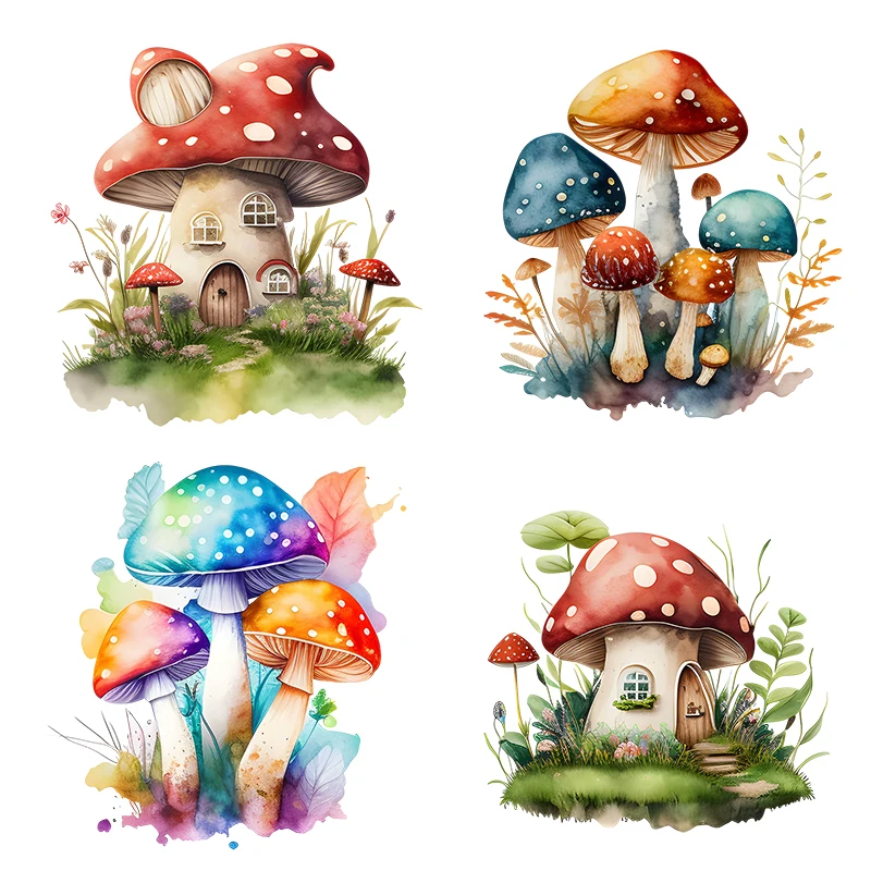 Three Ratels CF5 Fairy Tale Mushroom House Dream Watercolor Art Wall Sticker Children's Bedroom Decoration