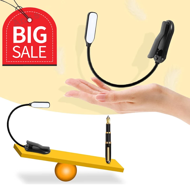 

ANKS USB Rechargeable Reading Light 3-Level Warm Cool White Daylight Portable Flexible Easy Clip Night Lamp