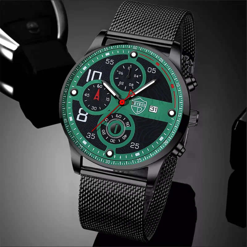 2022 fashion men's sports watches men luxury stainless steel quartz watches luminous clock man business casual leather watch