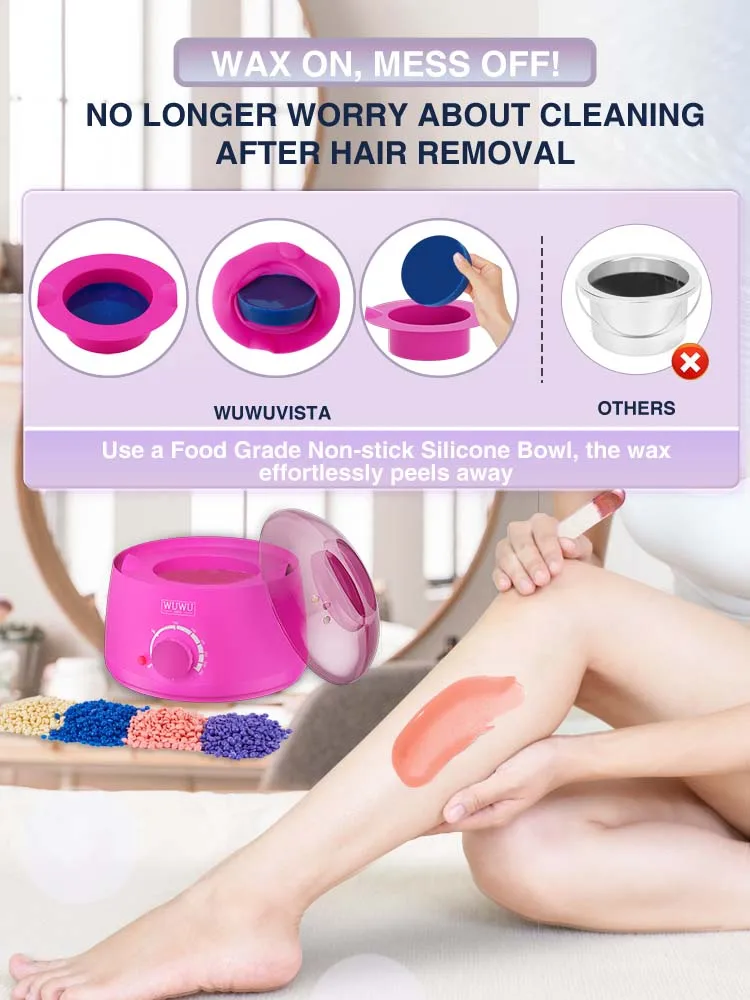 Description Picture 5 of itemHair Removal Wax Warmer 200CC WUWUVISTA Professional Wax Warmer Machine with 7oz Silicone Bowl Portable Hot Wax heaterï¼ˆUS Plugï¼‰