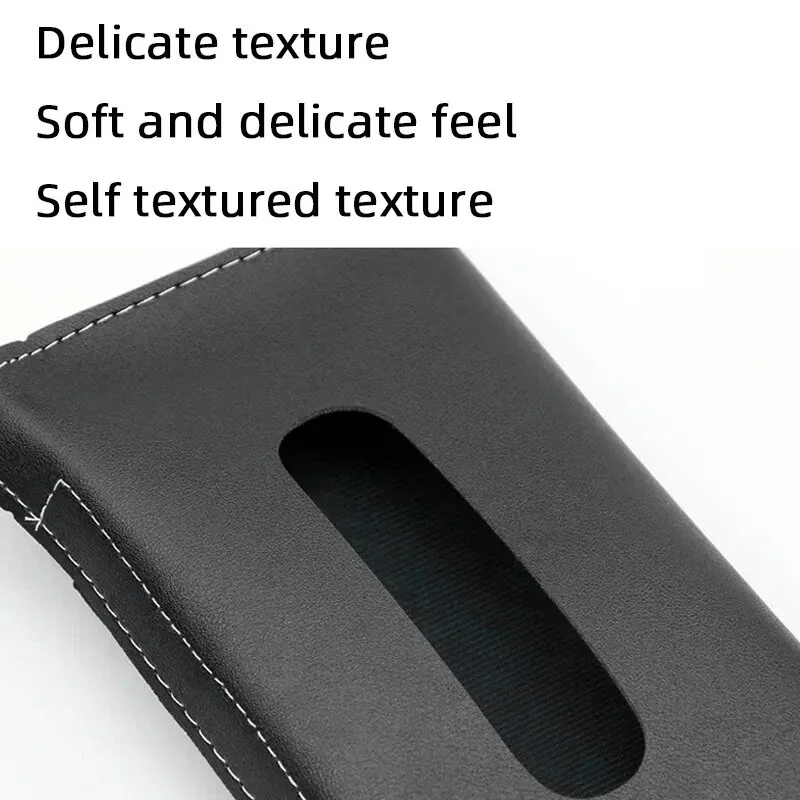 1PC Elegant PU Leather Sun Visor Tissue Box Holder - Easy-to-Install Car Interior Storage Accessory