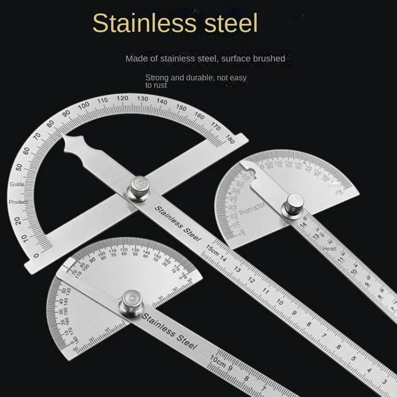 Stainless Steel 180 Degree Angle Protractor Metal Angle Ruler professional Meter Ruler Gauge Finder Goniometer Conveyor Tool