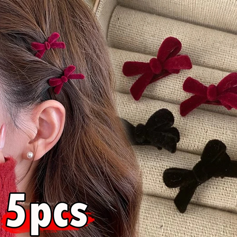 

Mini Red Velvet Bow Hair Clips for Girls Sweet Candy Color Velvet Small Bow Knot Hairpins Hairgrips Barrette Hair Accessories