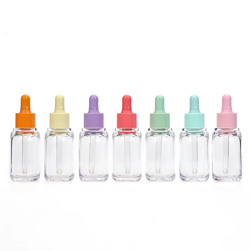 Wholesale30ml Pet Dropper Bottle Transparent Thick-walled Color Circle Stock Solution Bottle Macaron Color Essence Bottle