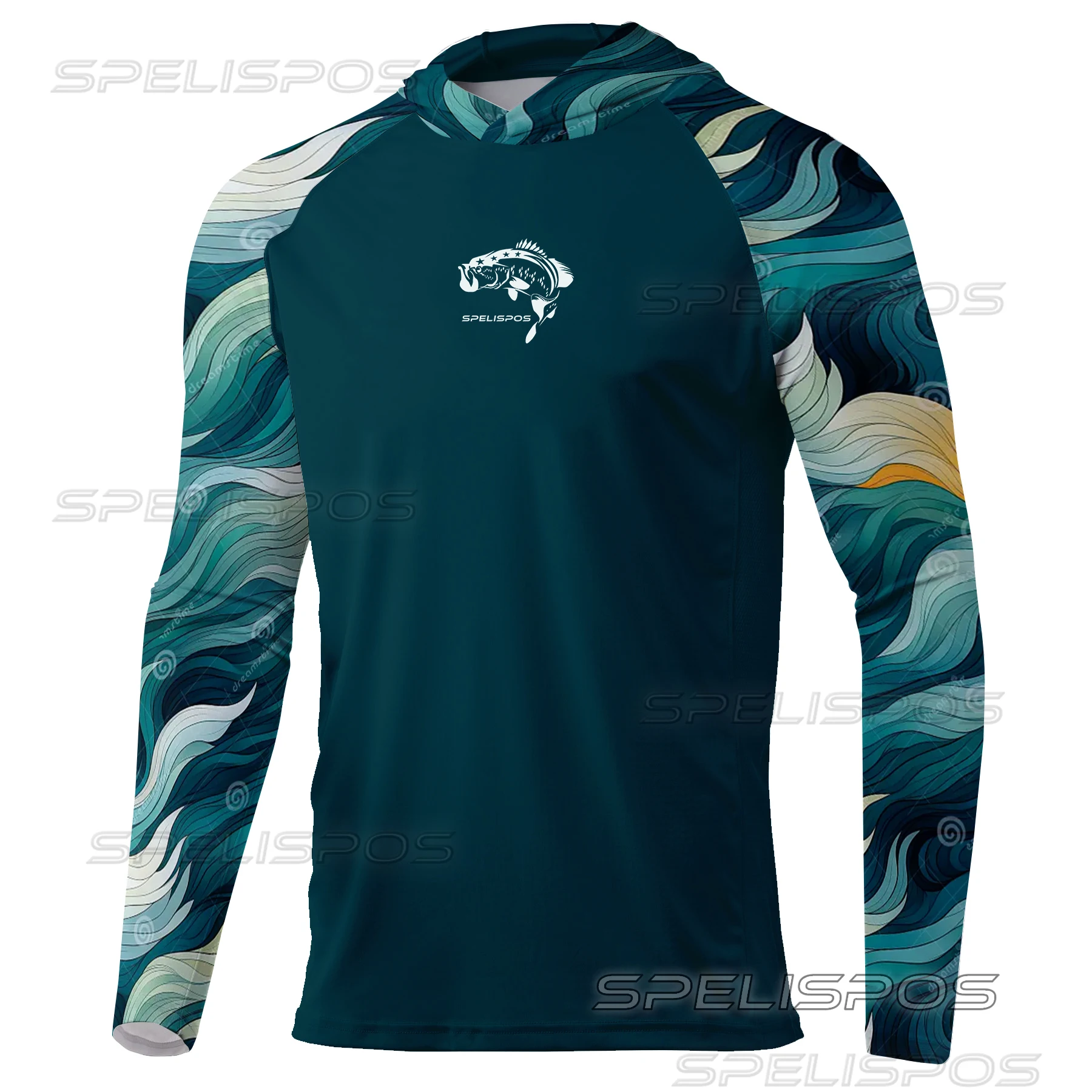 SPELISPOS New Men Fishing Hoodie Summer Breathable Long Sleeve Fishing Jersey Sun Protection UPF 50+ T-shirt Camisa De Pesca