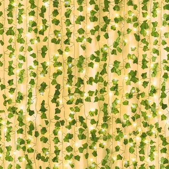 1Pcs Artificial Vines With Lights Fake Ivy Leaves String Lights Garland for Bedroom Wedding Wall Indoor Outdoor Home Room Decor 1