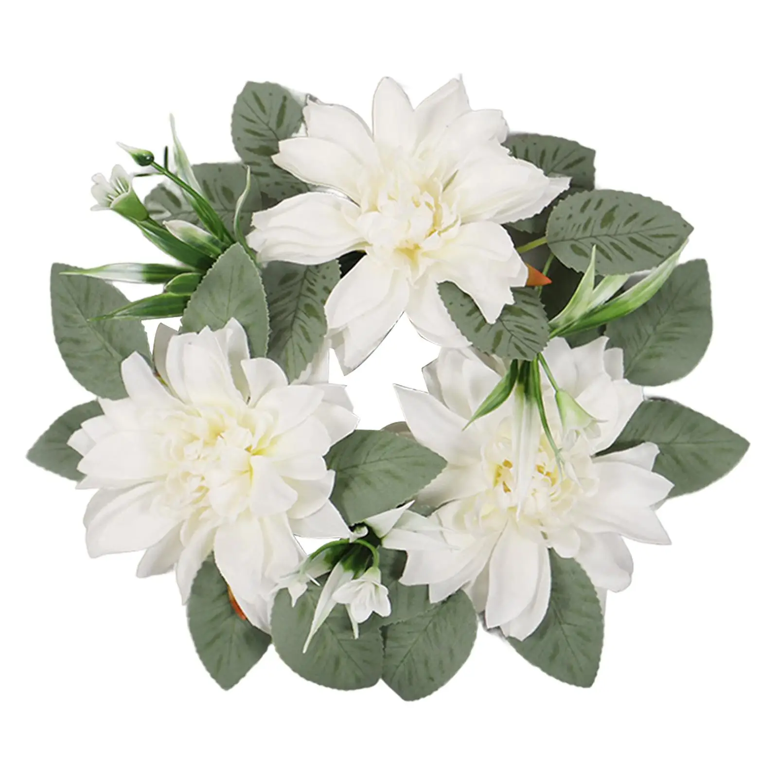 Artificial Flower Wreath Wedding Wreath Candle Ring 20cm Table Centerpiece Wreath Front Door Ornament for Festival