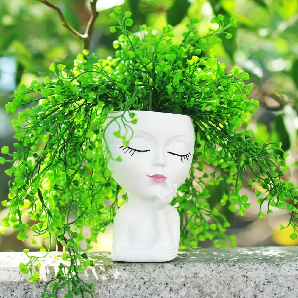 3d Face Planter Resin Flower Pot Resin Women Head Planter Pot with Drainage Hole for Indoor Outdoor Plants 3d Figurine Flowerpot 5