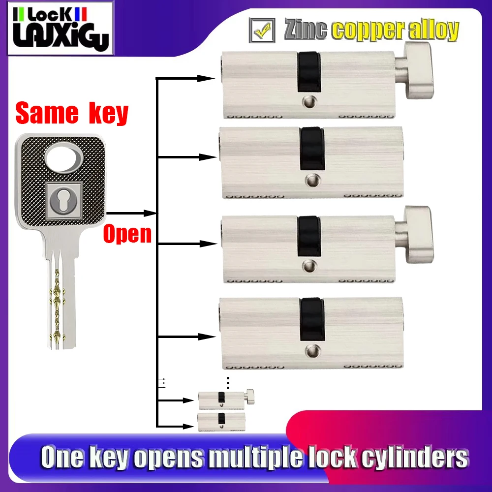 Door lock cylinder Customize 1 key to unlock all lock cylinders 70mm and 80mm knob lock cylinder entrance door lock cylinder door same key