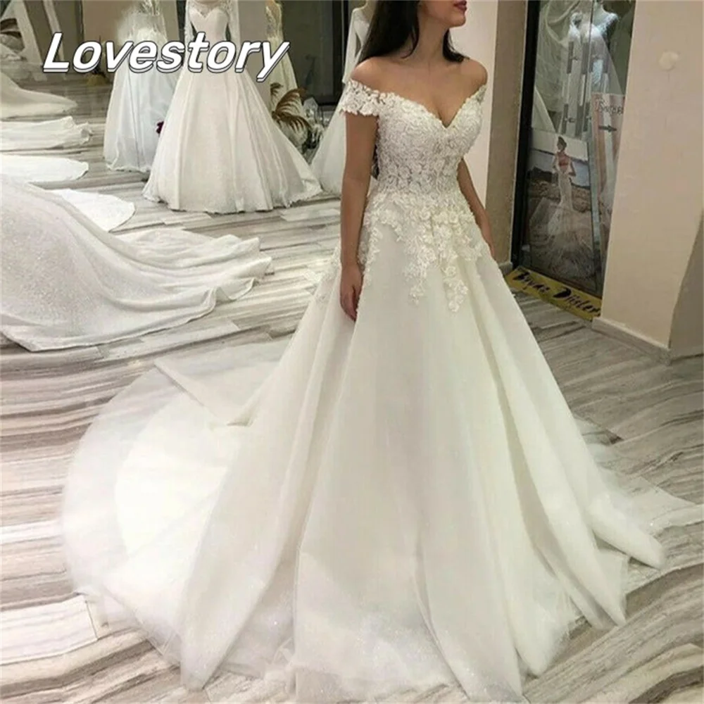 

New Boho Sweetheart A-Line Wedding Dresses Sleeveless Bridal Gowns Bride Robe Off Shoulder Sexy Backless Lace Vestidos De Novia