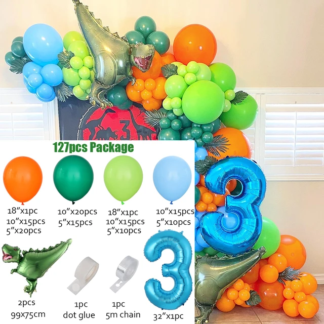 Kit de guirnalda de globos de papel de dinosaurio, Rex 5 globos de papel de  aluminio, cortina de flecos para niño, 5 años - AliExpress