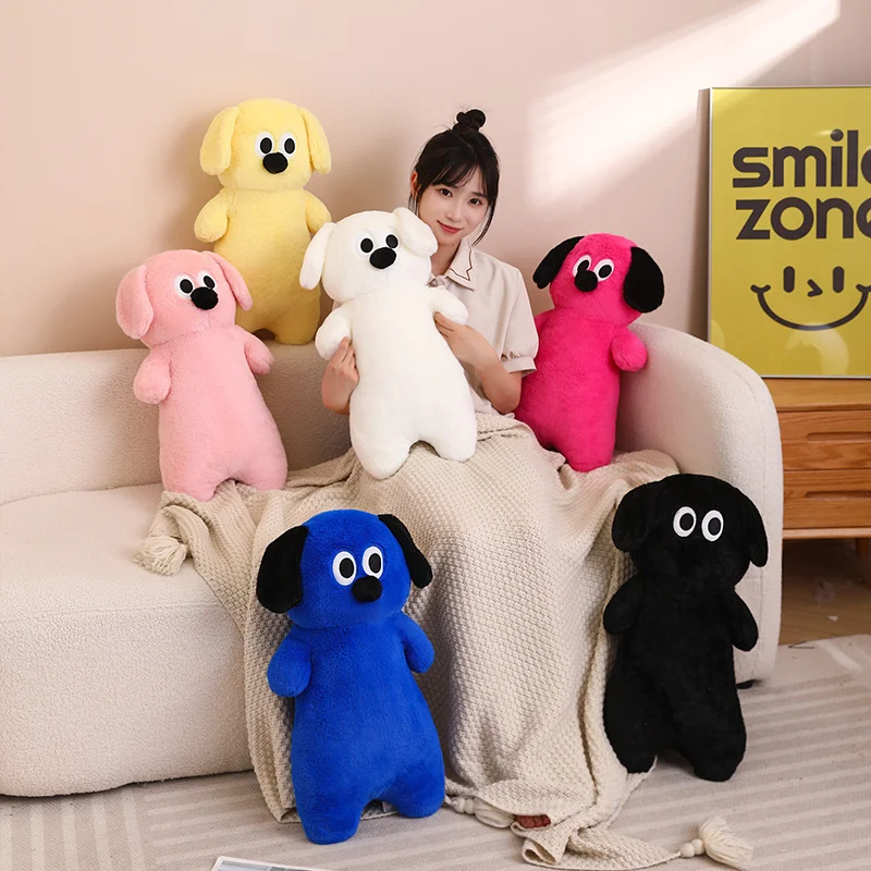 1pc Kawaii Cartoon Color Puppy Plush Toy Stuffed Animal Funny Big Nose Dog Plushie Doll Girls Sleeping Pillow for Kids Xmas Gift