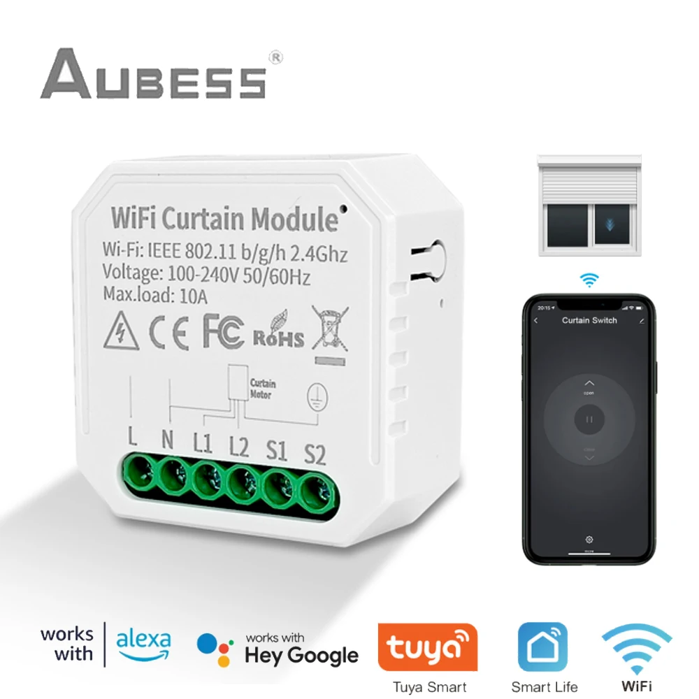 

Smart Curtain Controller WiFi Switch Module Blind Motor Roller Shutter Automation Via Google Home Alexa Tuya/SmartLife Control