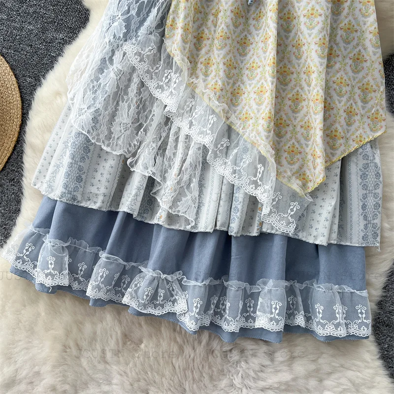 Patchwork lace-up detail