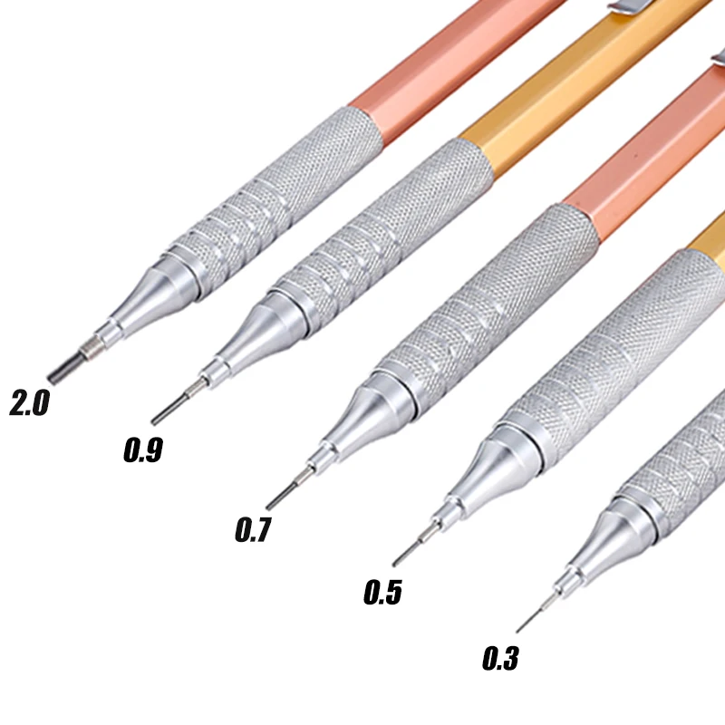 Low Center of Gravity Metal Mechanical Pencil 0.3 0.5 0.7 0.9 2.0mm Lead Refill HB Automatic Pencil Art Sketch Painting Writing 3